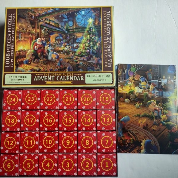 Jigsaw Puzzle Advent Calendar 1008 Pieces Puzzle 24 Days Christmas Old Man Santa - Picture 12 of 16